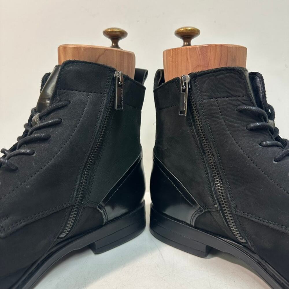 VGUC Karl Lagerfeld Paris Suede Leather Zipper Boot Lace Up Black US 10 EU 43 - Picture 10 of 15